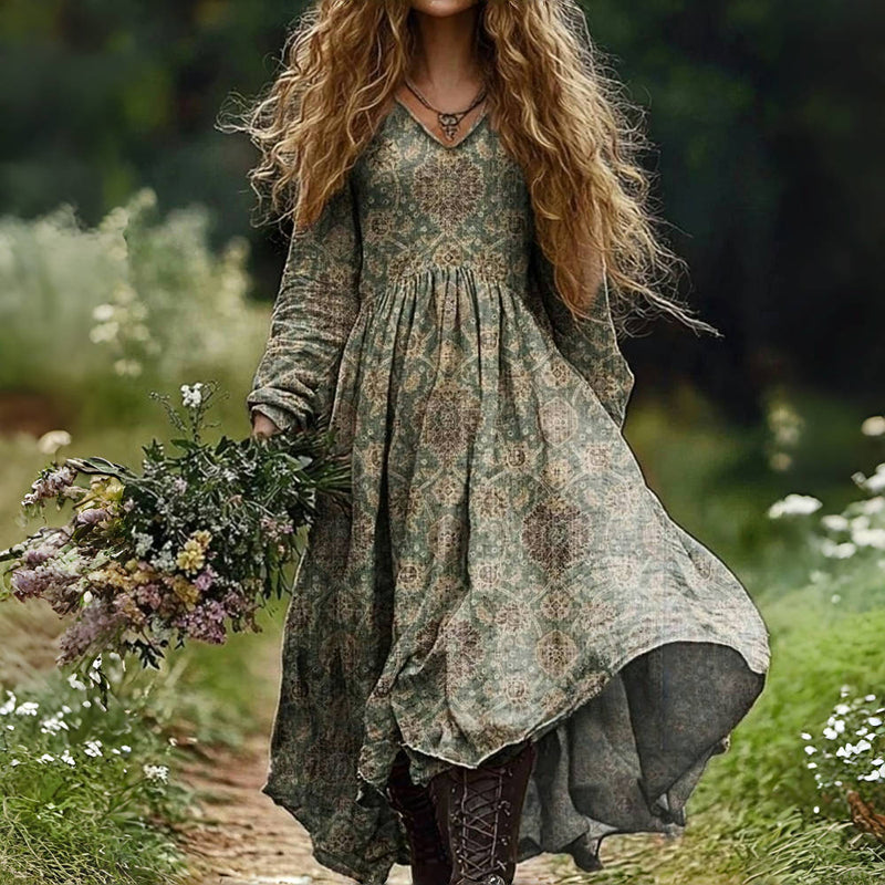Veronica – Vintage Ethnic Print Dress