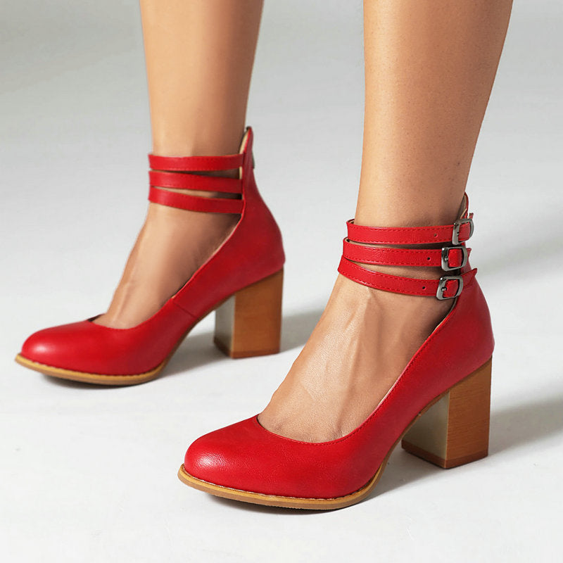 Caa™ – Sleek Sandals with Ankle Strap and Block Heel