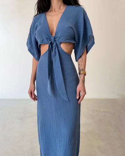Wency - Stunning Front Lace Up Maxi Dress