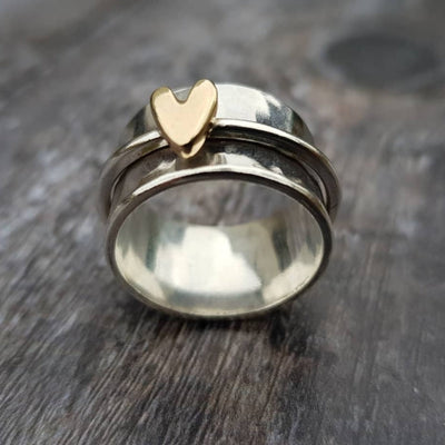 Vintage Goldherz - Unique Gold and Silver Ring – Elegance and Style in One