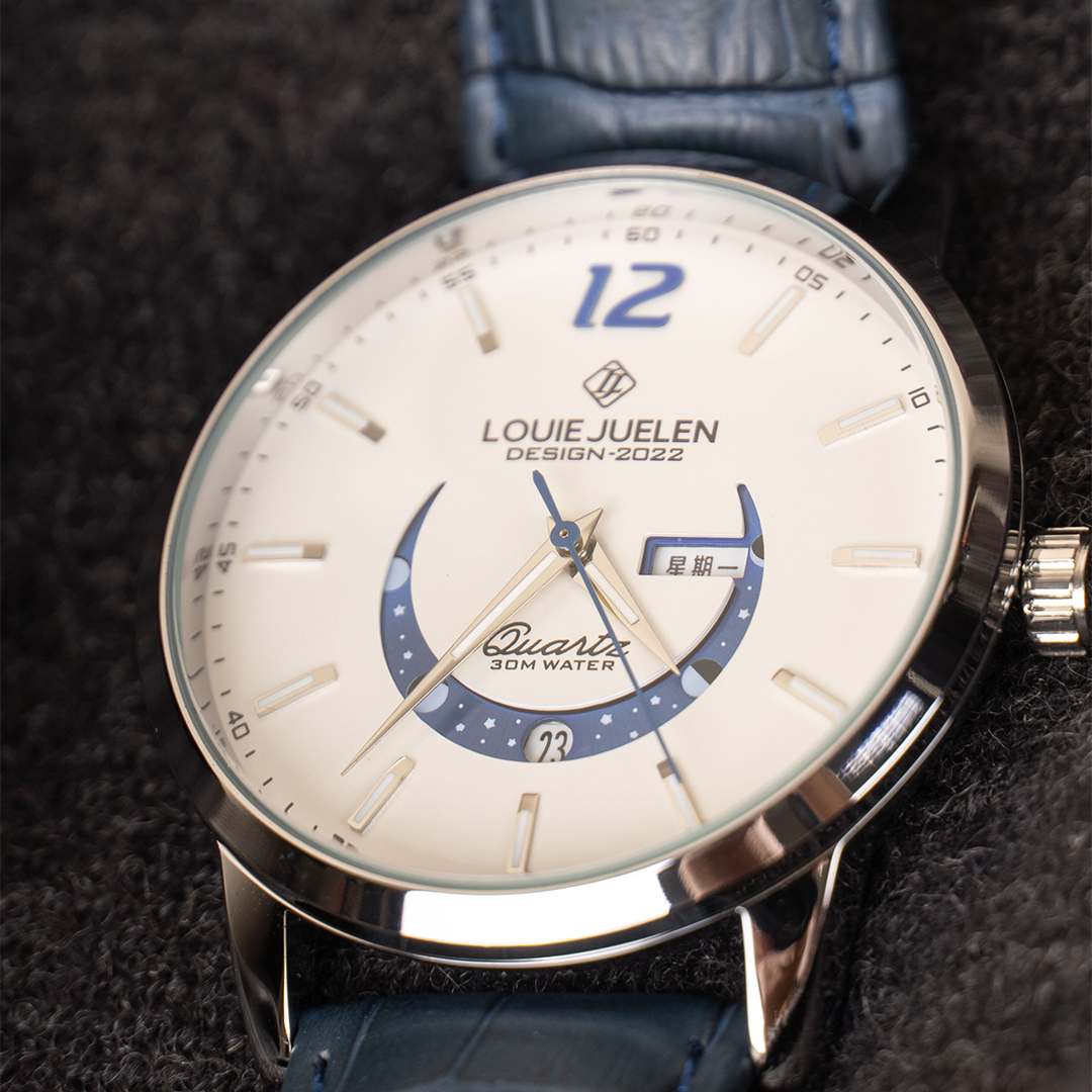 Elegant Luminous Watch with Moon Phase