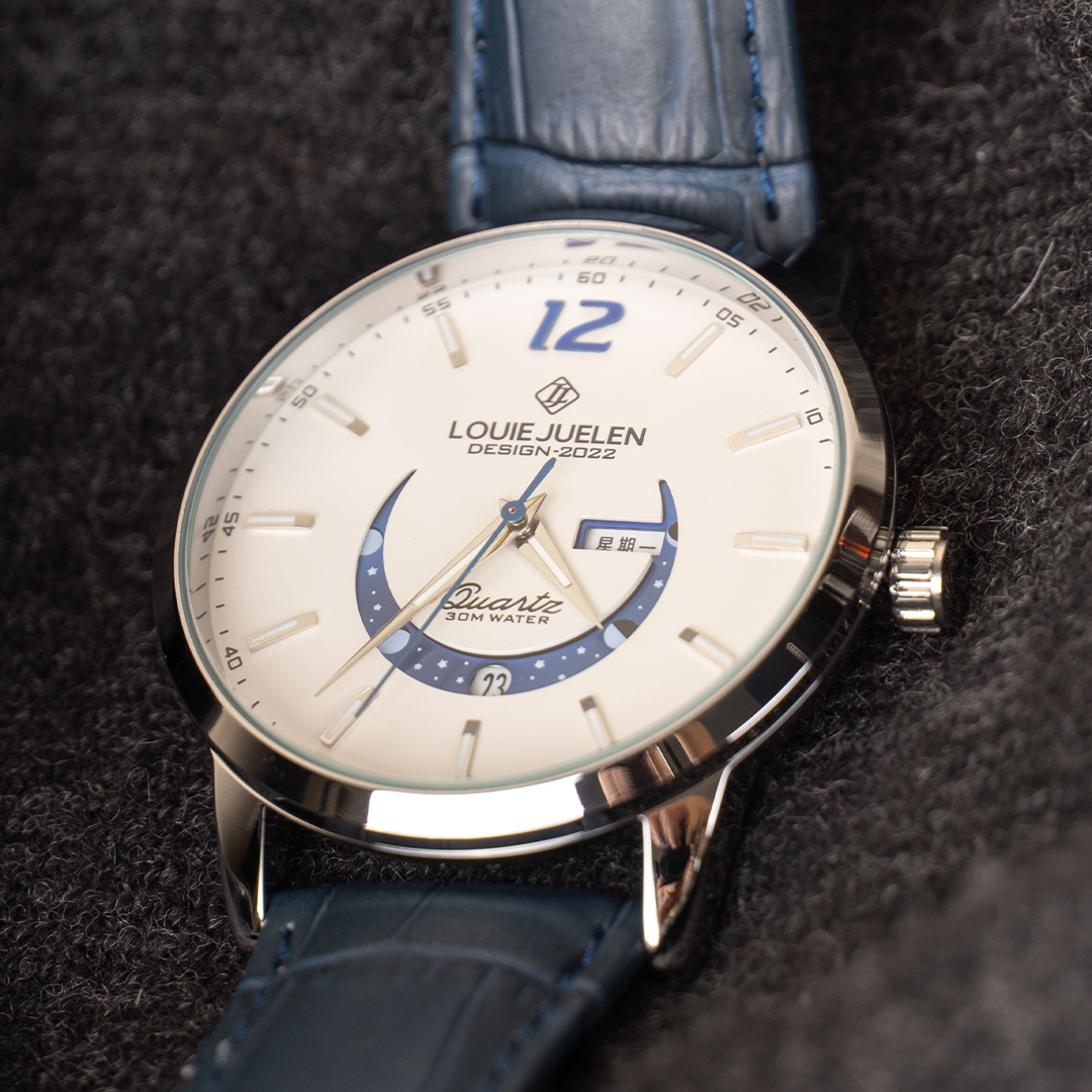Elegant Luminous Watch with Moon Phase