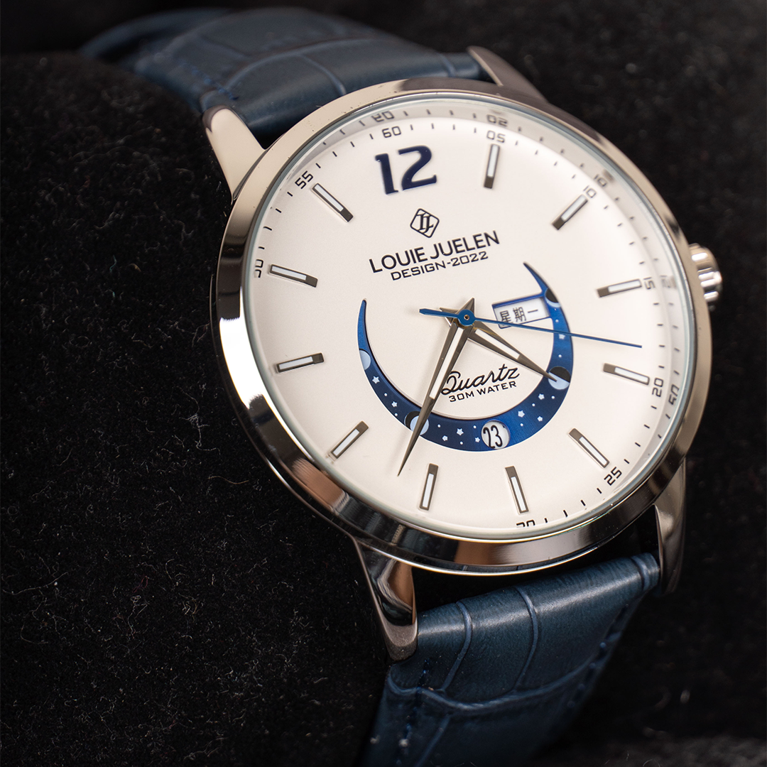 Elegant Luminous Watch with Moon Phase