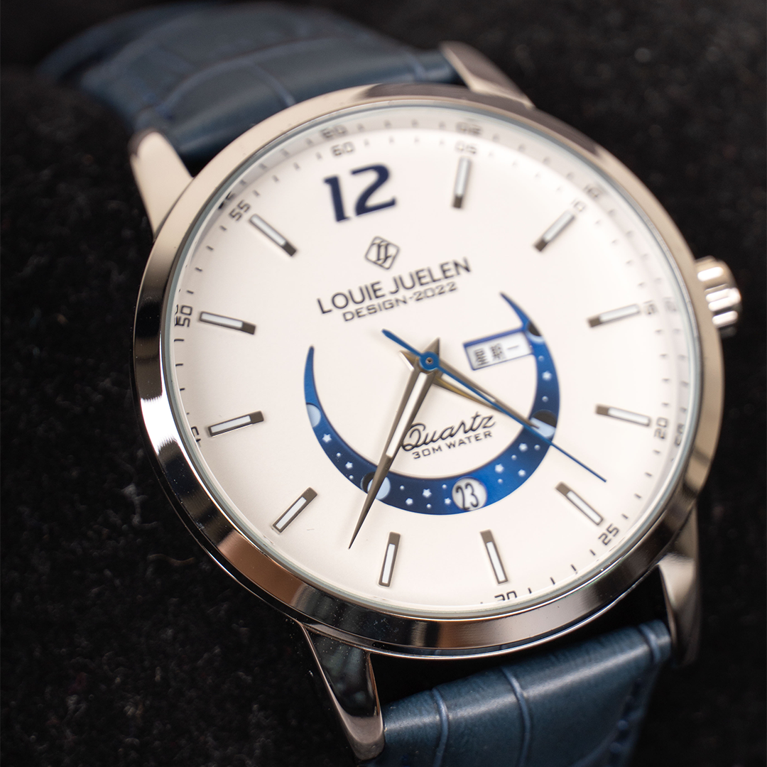 Elegant Luminous Watch with Moon Phase