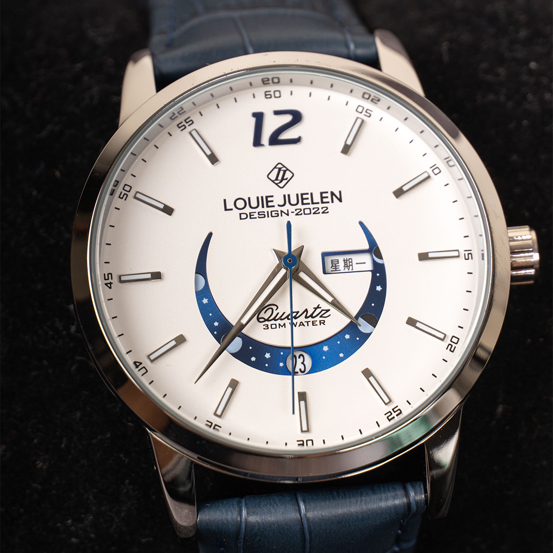 Elegant Luminous Watch with Moon Phase