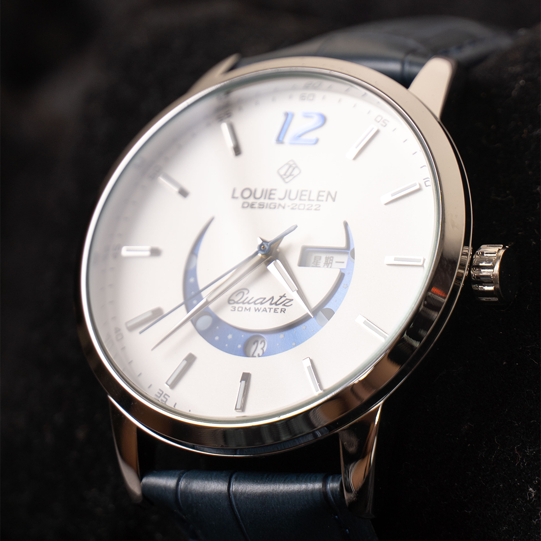 Elegant Luminous Watch with Moon Phase