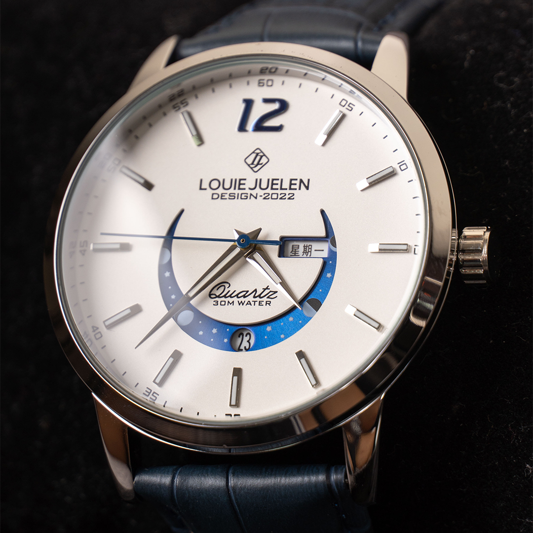 Elegant Luminous Watch with Moon Phase