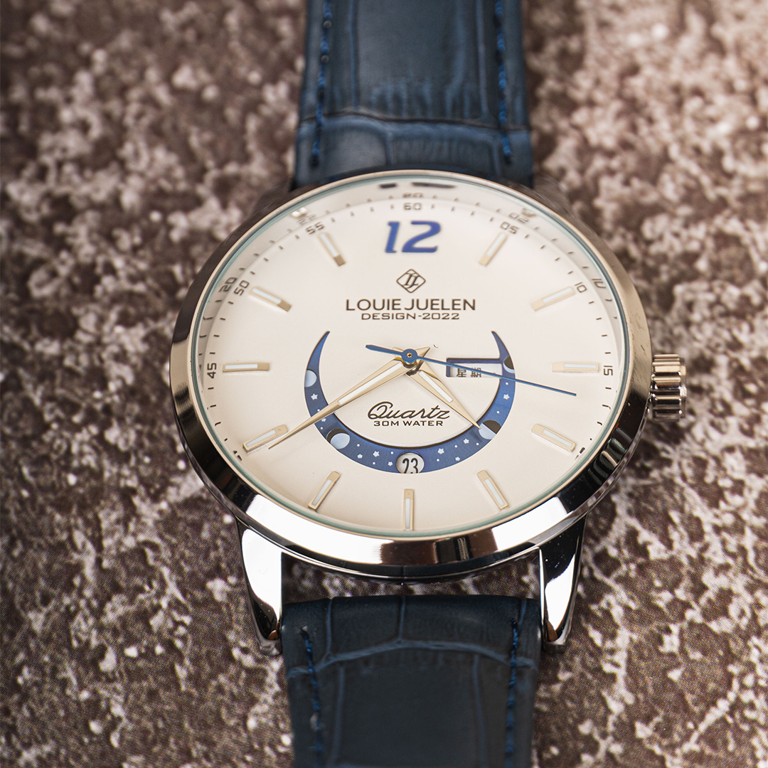 Elegant Luminous Watch with Moon Phase