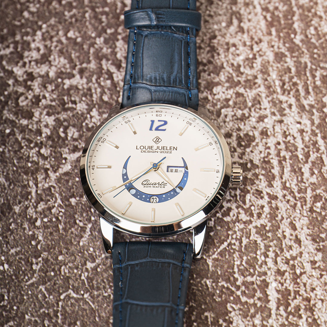 Elegant Luminous Watch with Moon Phase