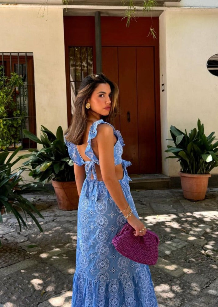 Daliah - Versatile Ruffle Deep V-Neck Maxi Dress