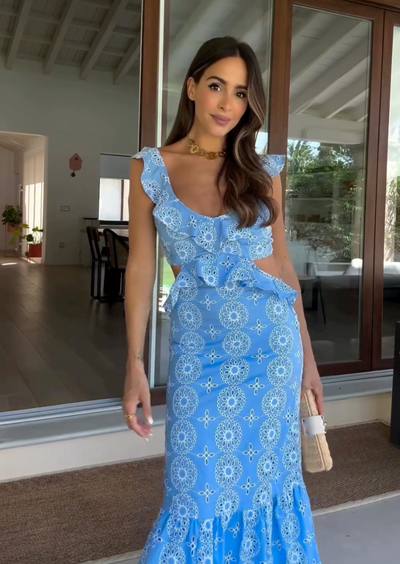 Daliah - Versatile Ruffle Deep V-Neck Maxi Dress