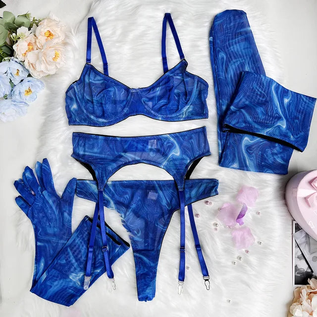 Serena - 5-Piece Tie-Dye Lingerie Set