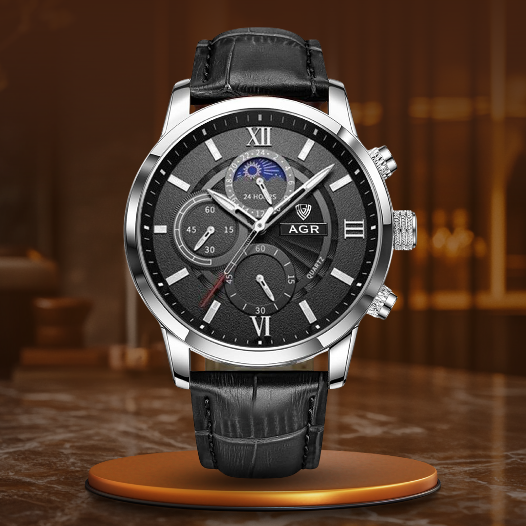 Luxurious Quartz Watch with Leather Strap