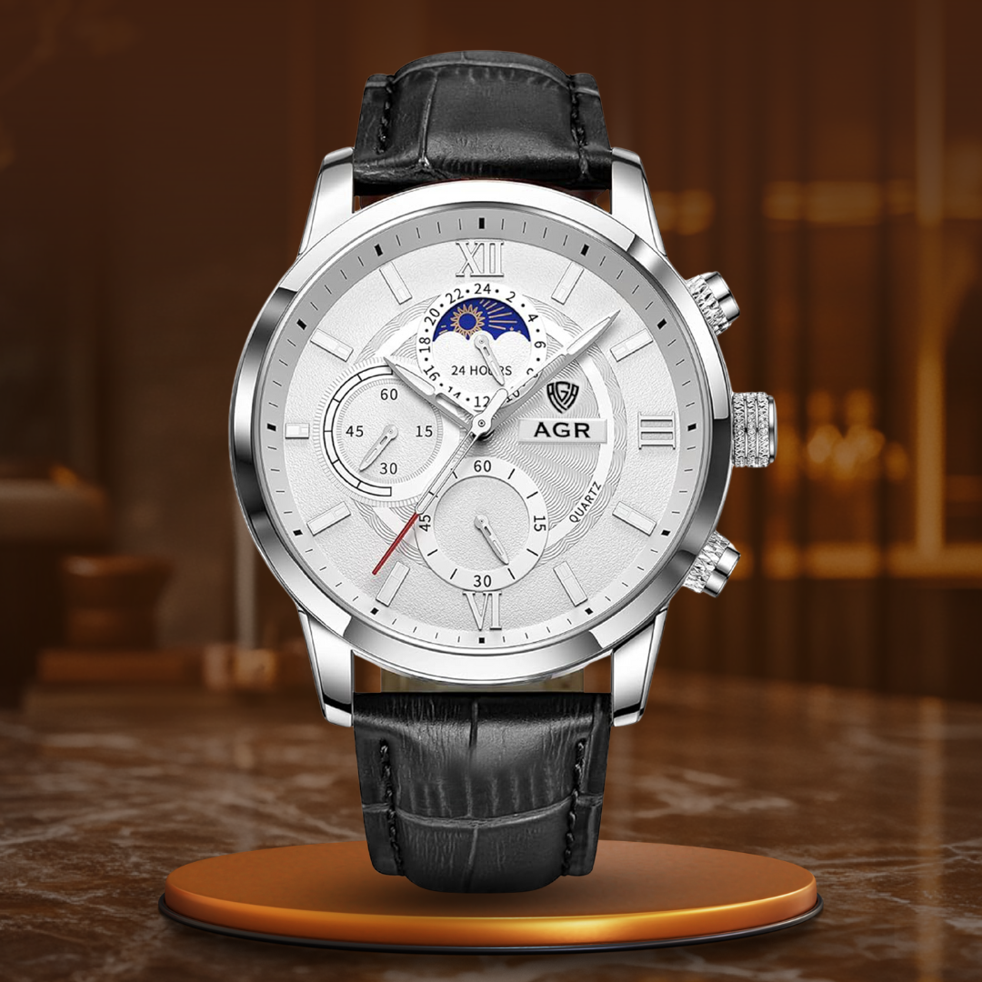 Luxurious Quartz Watch with Leather Strap