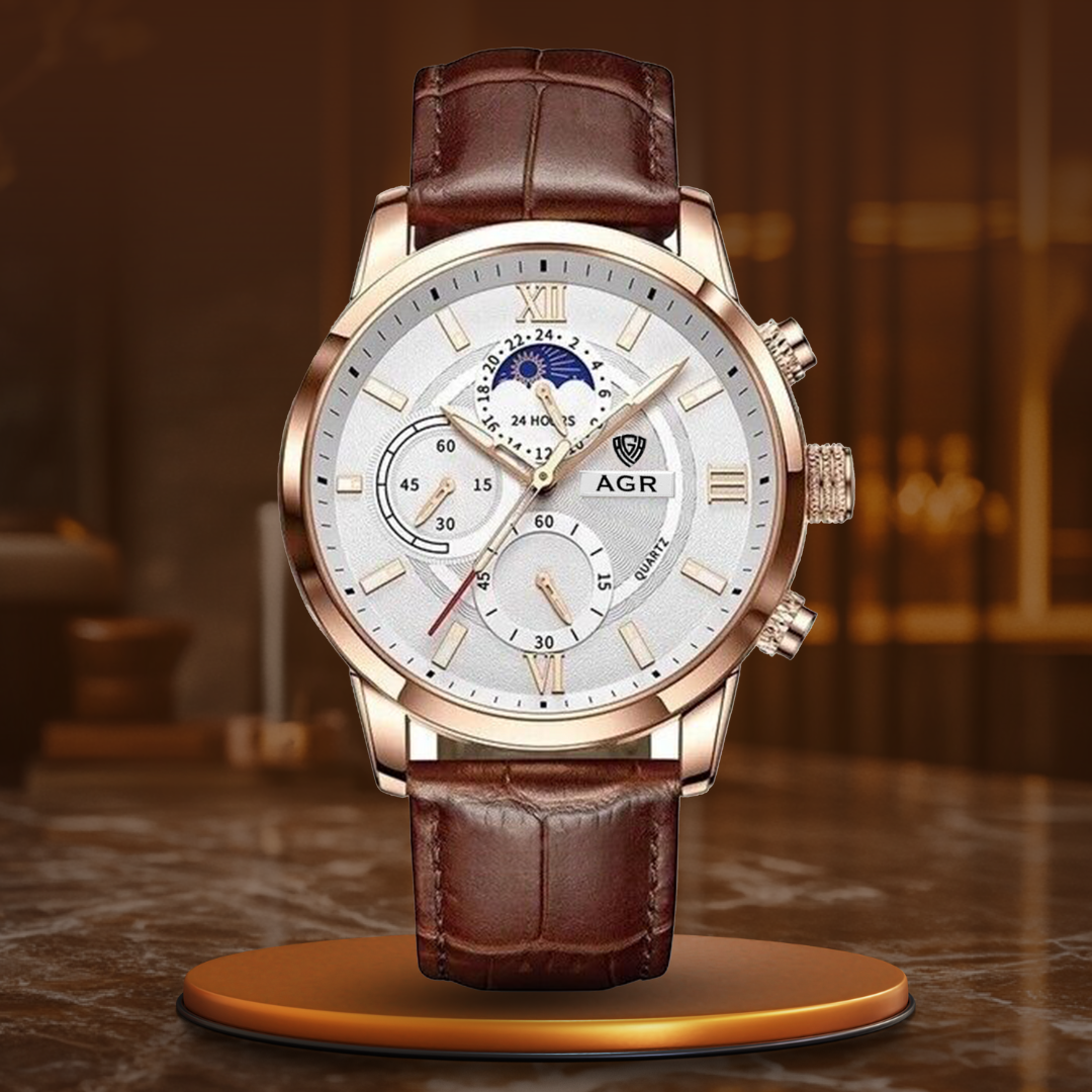 Luxurious Quartz Watch with Leather Strap