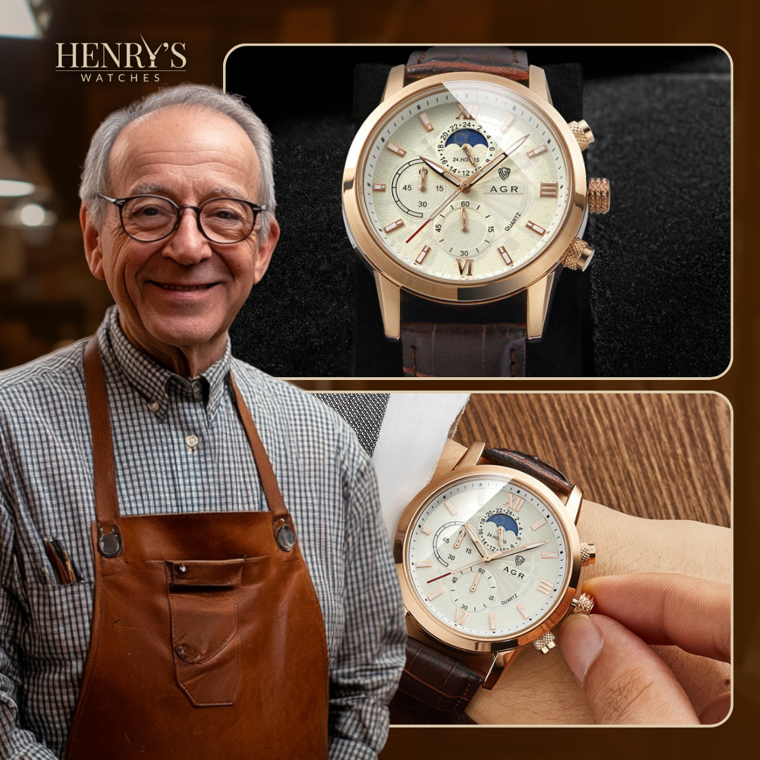 Luxurious Quartz Watch with Leather Strap