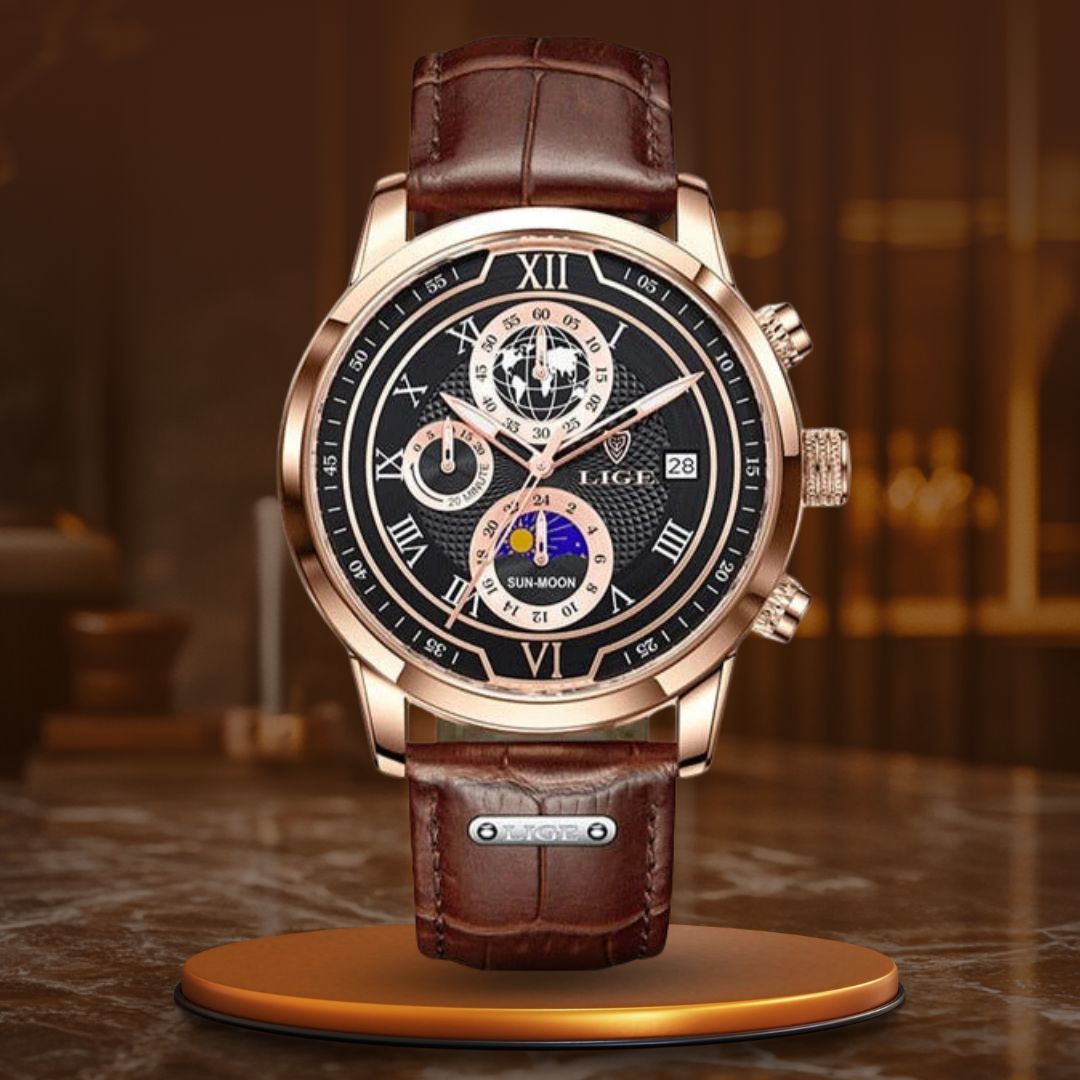 Chronograph Watch Made from Premium Leather