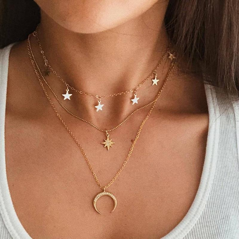 Exclusive Golden Necklace with a Delicate Moon Design