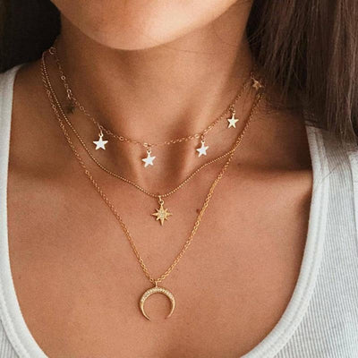 Exclusive Golden Necklace with a Delicate Moon Design