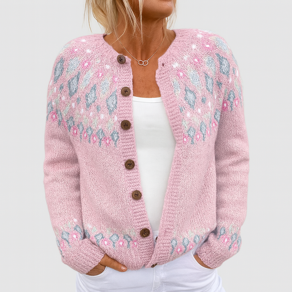 Elva™ – Loose-Knit Cardigan with Pattern
