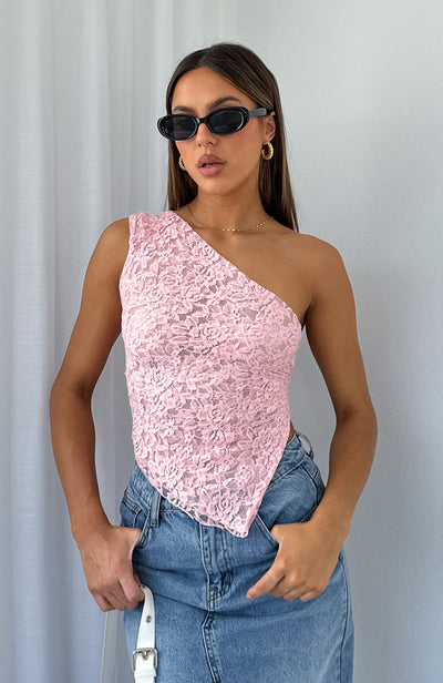 Melinda | Sheer Lace Asymmetric Top