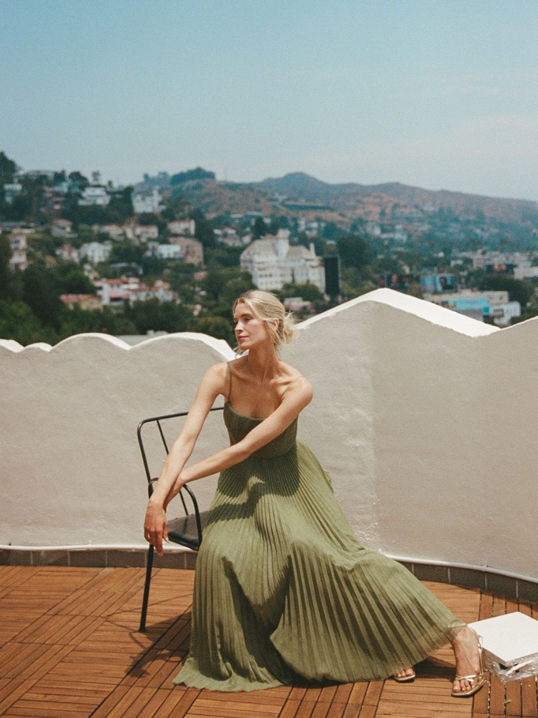 Almea - Pleated Dress with Corset and Spaghetti Straps