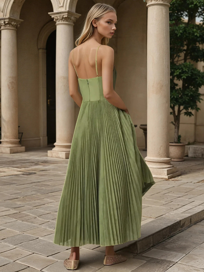 Almea - Pleated Dress with Corset and Spaghetti Straps