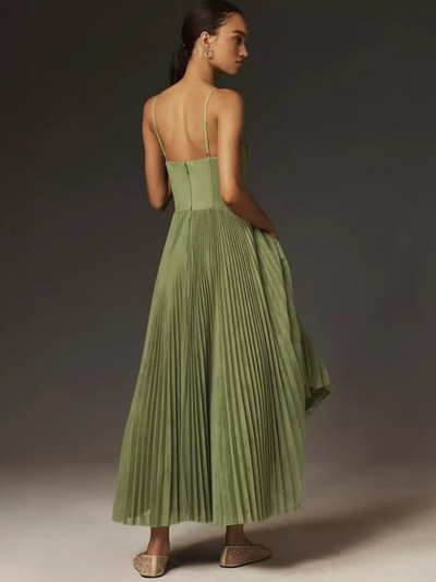 Almea - Pleated Dress with Corset and Spaghetti Straps