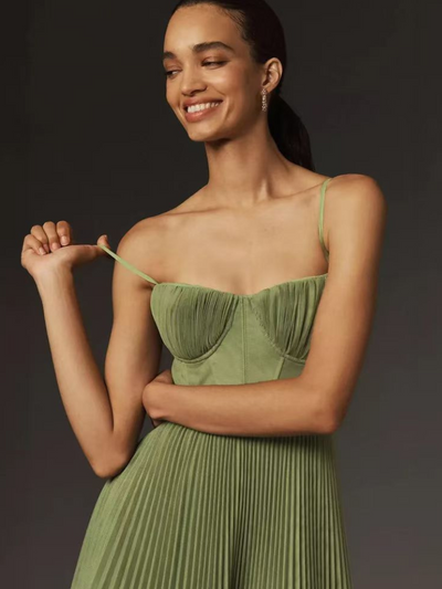 Almea - Pleated Dress with Corset and Spaghetti Straps