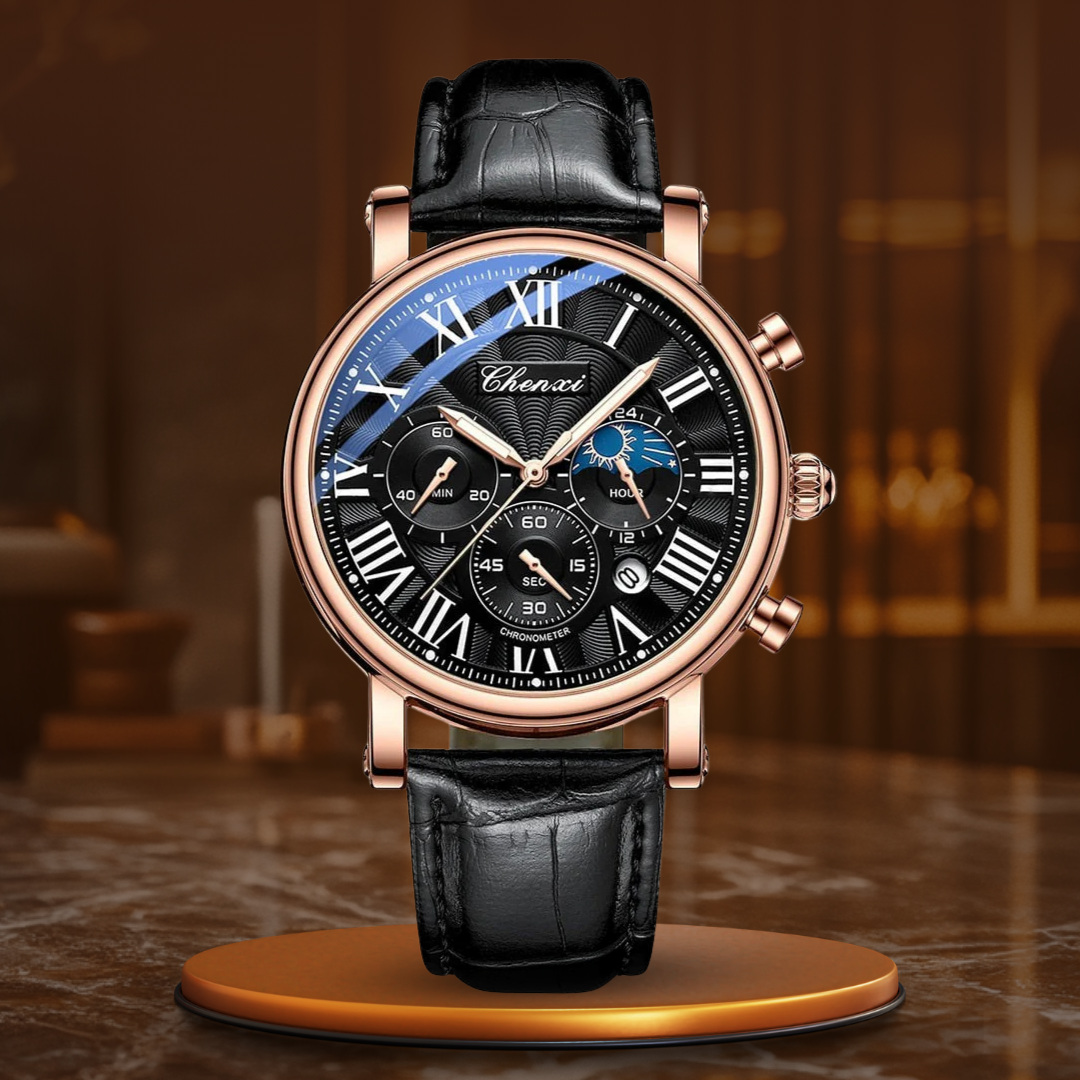 Luxurious Quartz Watch Made from Elegant Leather