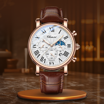 Luxurious Quartz Watch Made from Elegant Leather