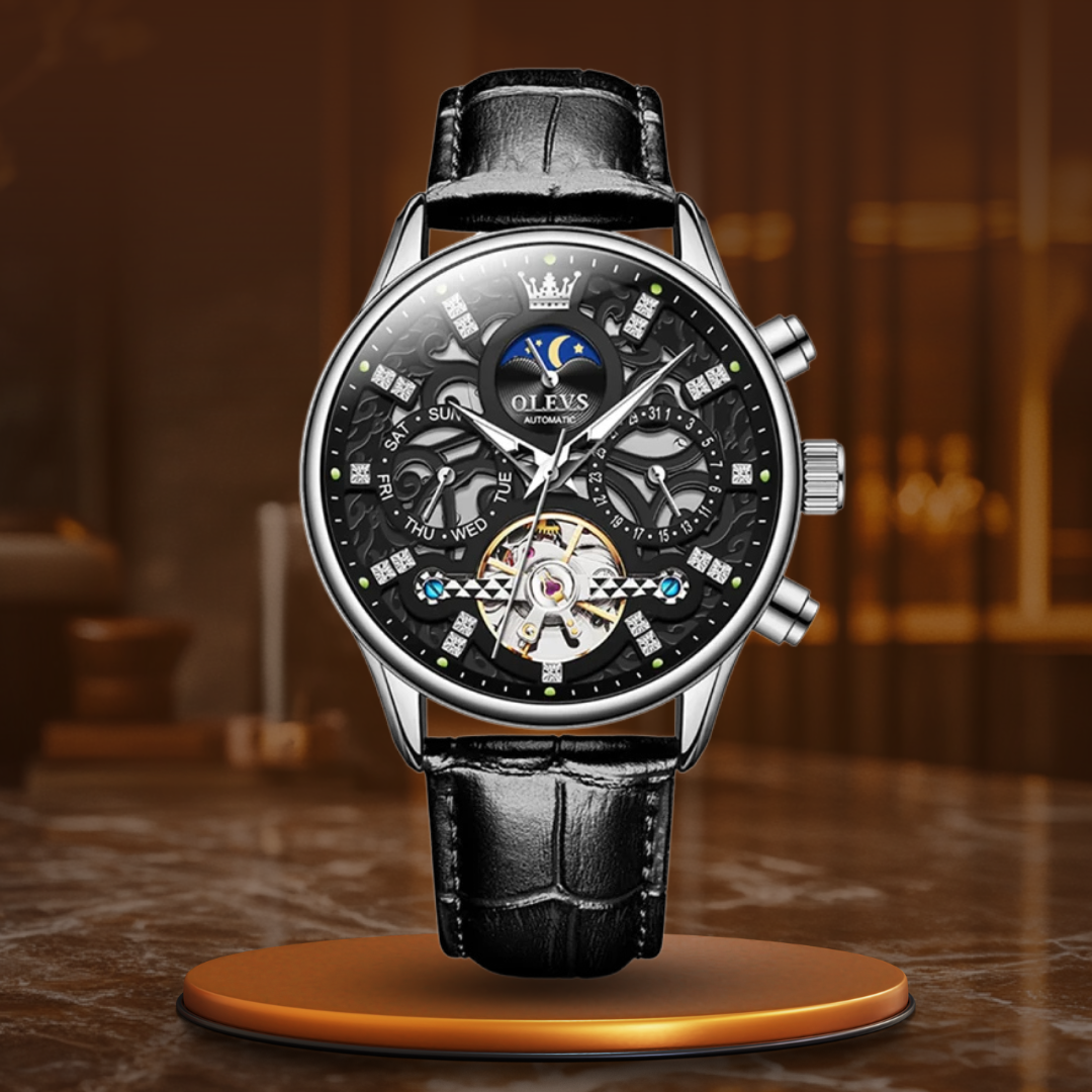 Mechanical Automatic Watch with Elegant Leather Strap