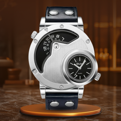 Watch With Multiple Time Zones on a Leather Strap