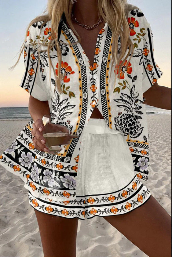 Irella™ – Short Linen Set with Floral Print