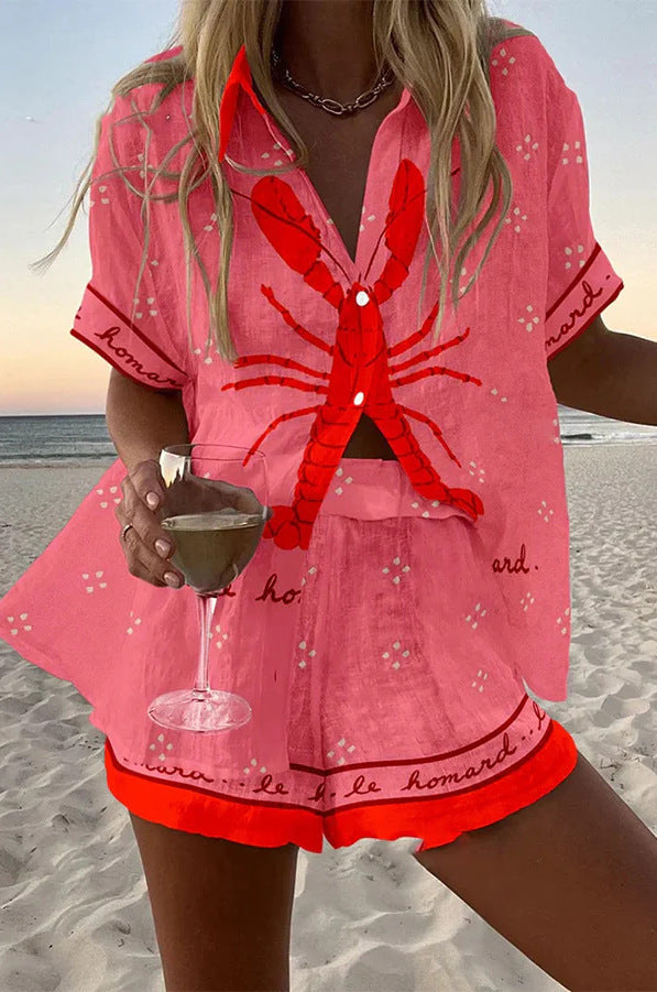 Pallina™ – Short Linen Set in Lobster Pink