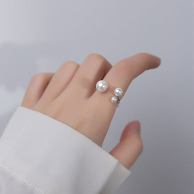 Elegant Adjustable Triangle Ring with Charming Freshwater Pearls