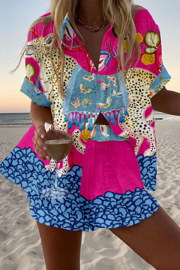 Belina™ – Short Linen Set with Butterfly Print