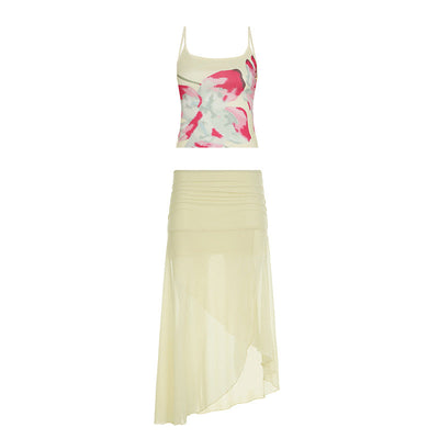 Kenia | Floral Print Mesh Two Piece Set
