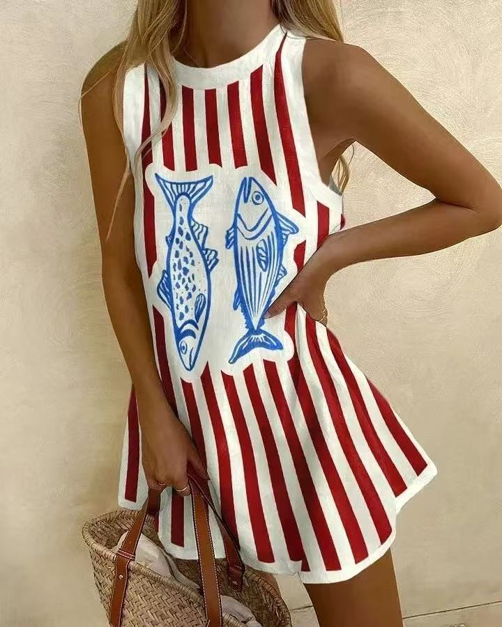 Delara™ – Mini Dress with Fish Print