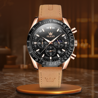 Classic Quartz Watch with Leather Strap