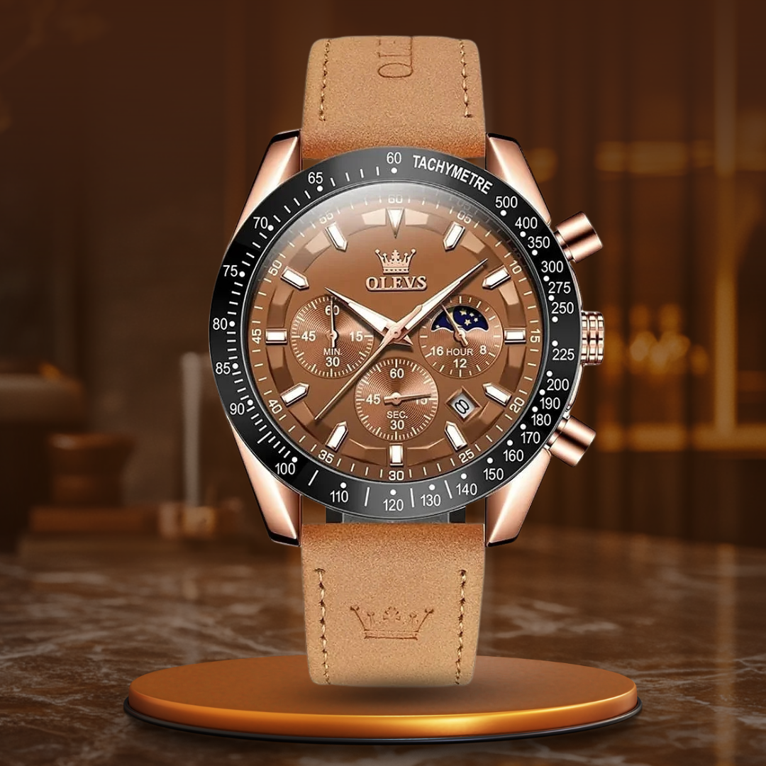 Classic Quartz Watch with Leather Strap