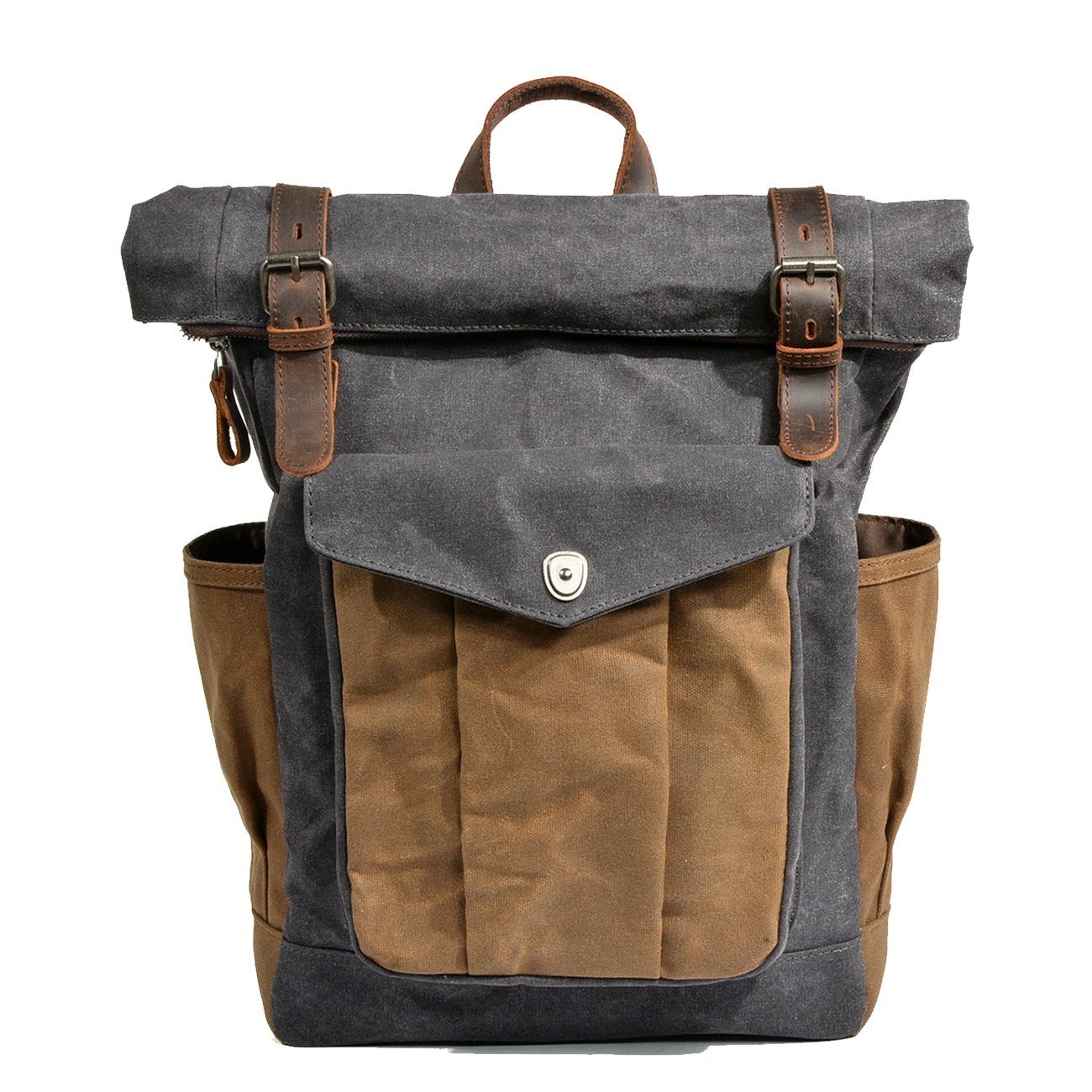 Marseille - Roll-top backpack made from wax-coated canvas