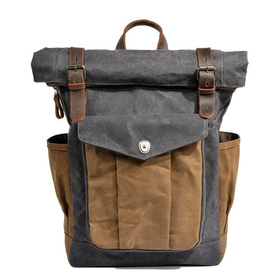 Marseille - Roll-top backpack made from wax-coated canvas