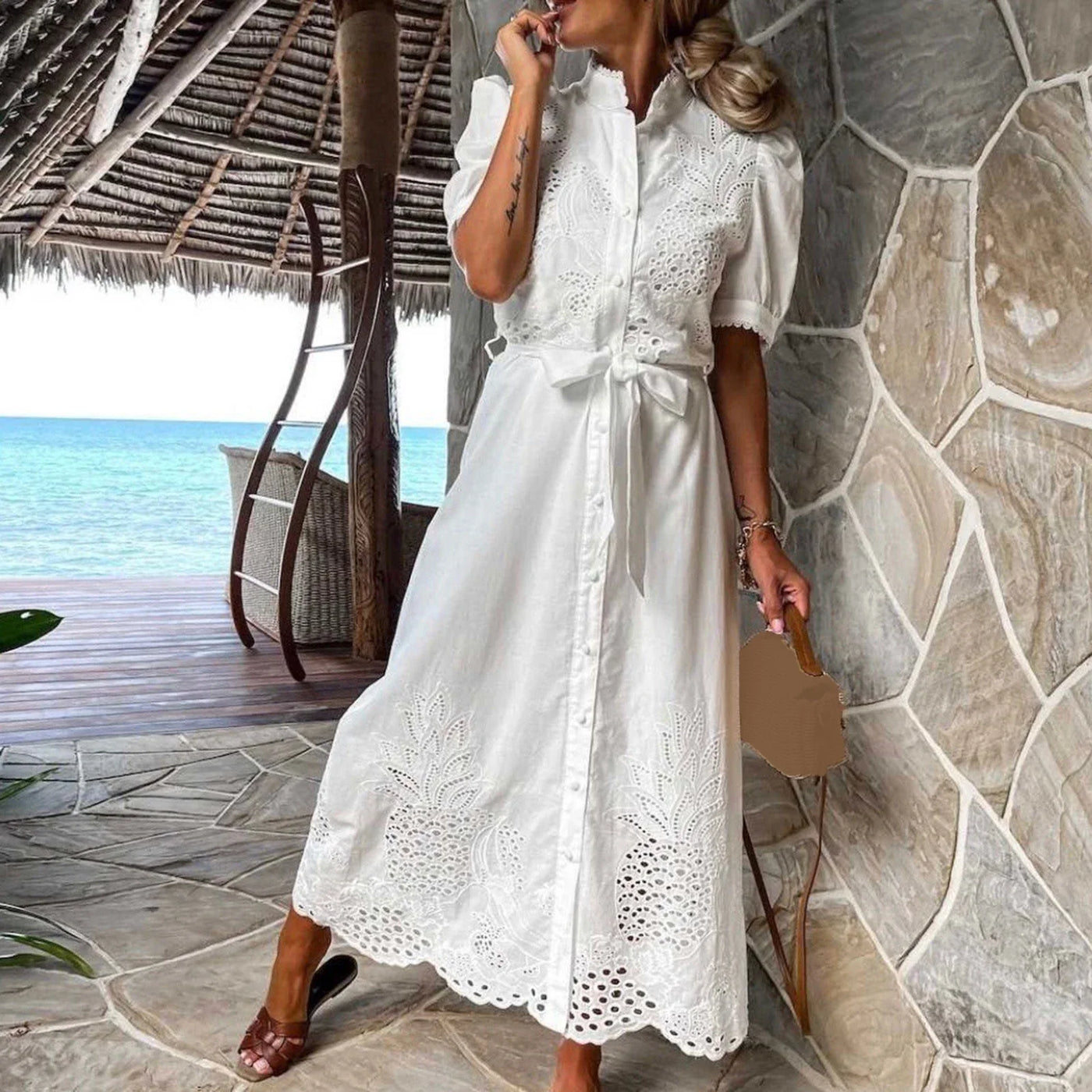 Irene - Classic Semi Turtleneck Maxi Dress