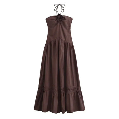 Jackie™ - Rose Detail Halter Dress