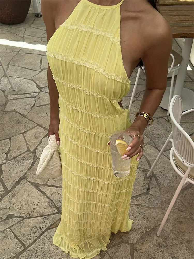 Rita - Chic Backless Patchwork Maxi Dress