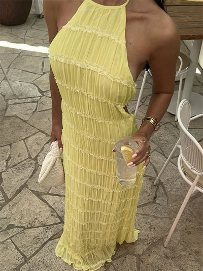 Rita - Chic Backless Patchwork Maxi Dress