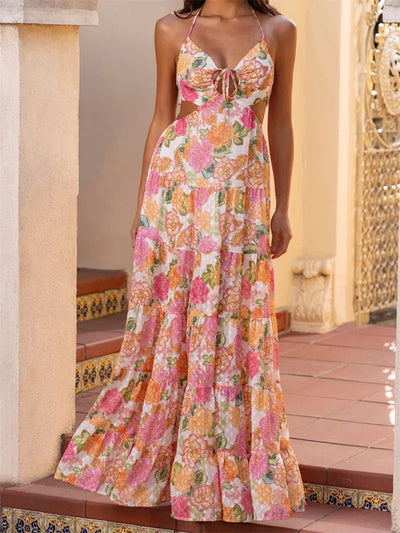 Maristella - Elegant Strappy Boho Style Maxi Dress