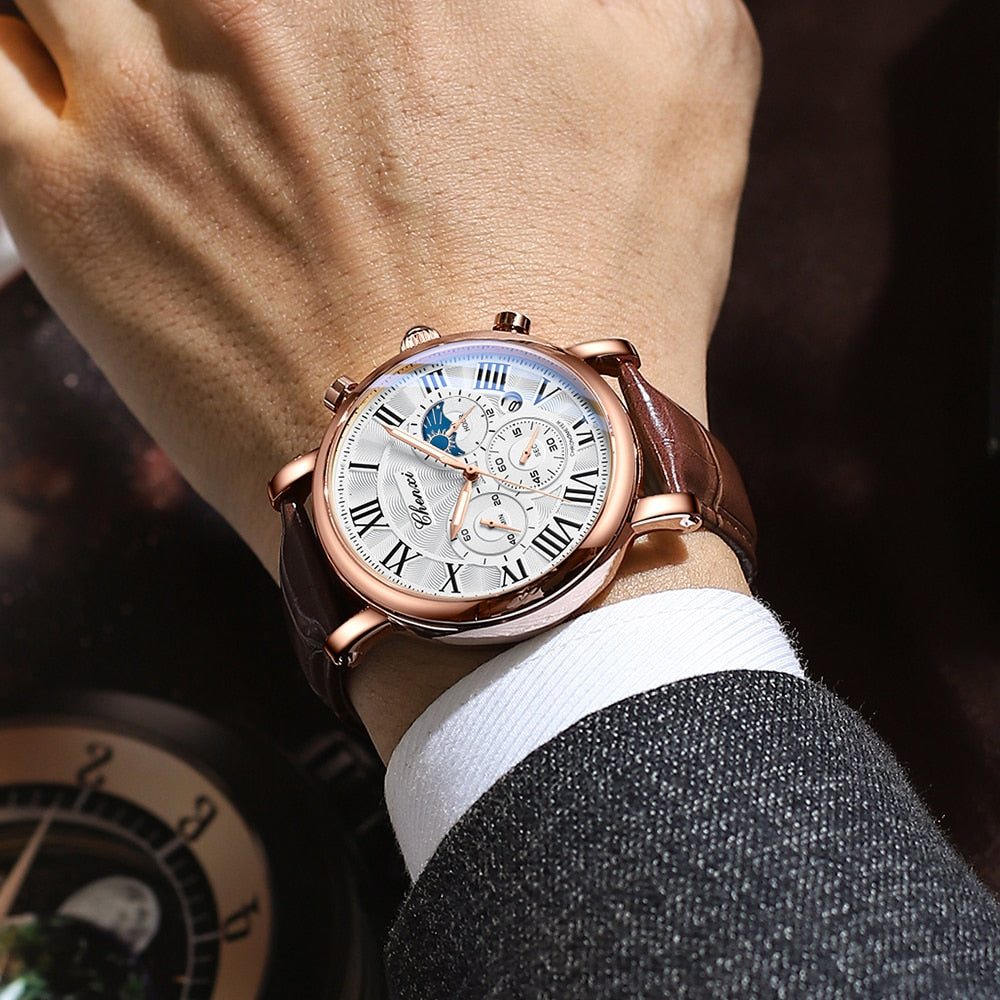 Luxurious Quartz Watch Made from Elegant Leather