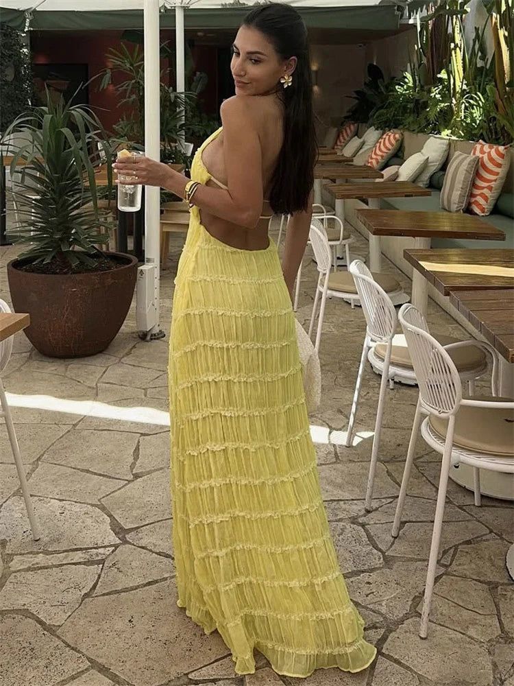 Rita - Chic Backless Patchwork Maxi Dress
